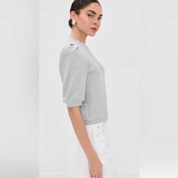 Le Bop Gray Puff Sleeve Top size Medium - Picture 3 of 3